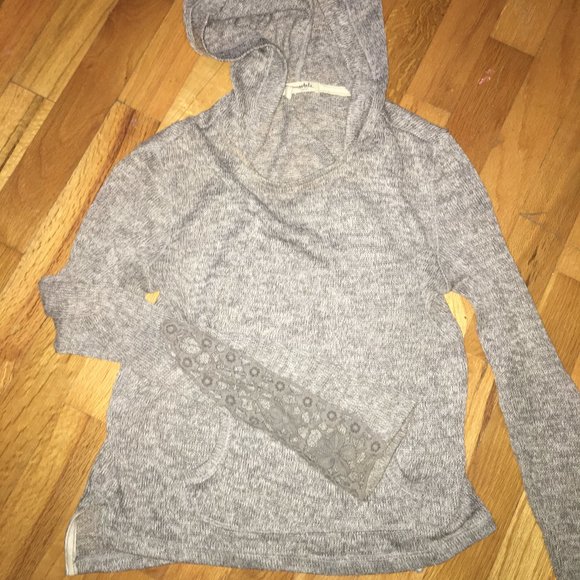 Grey Lace Sleeve Hoodie - Picture 1 of 2